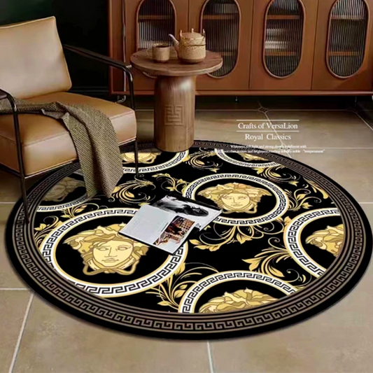 Luxury Branded Logo Versace Medusa Modern Style Round Carpet Home Decoration Area Rugs (RV005)