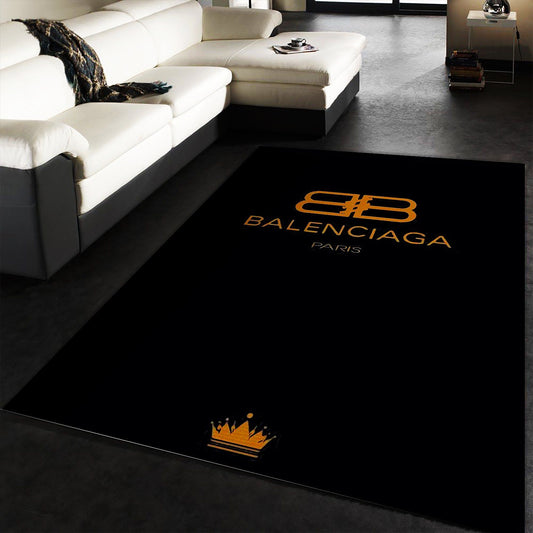 Balenciaga Plain Logo Black Design Simple Home Decoration Rectangle Area Rugs (BLC001)