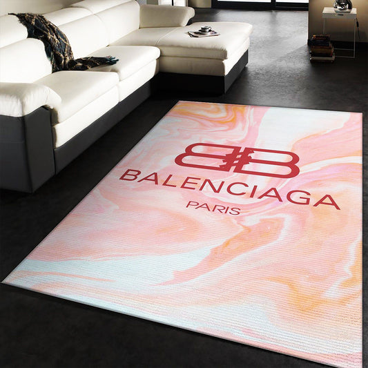 Pink Luxury Branded Logo Design Balenciaga Home Decoration Rectangle Area Rugs (BLC006)