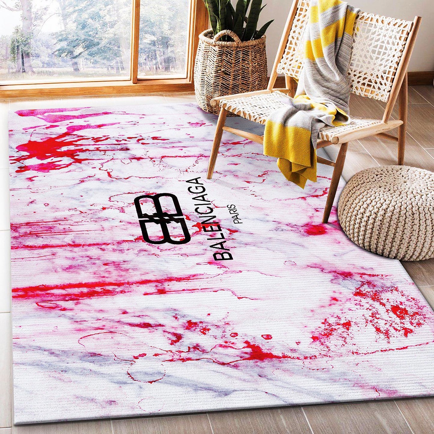 Modern Art Luxury Brand Balenciaga Logo Design Home Decoration Rectangle Area Rugs (BLC008)