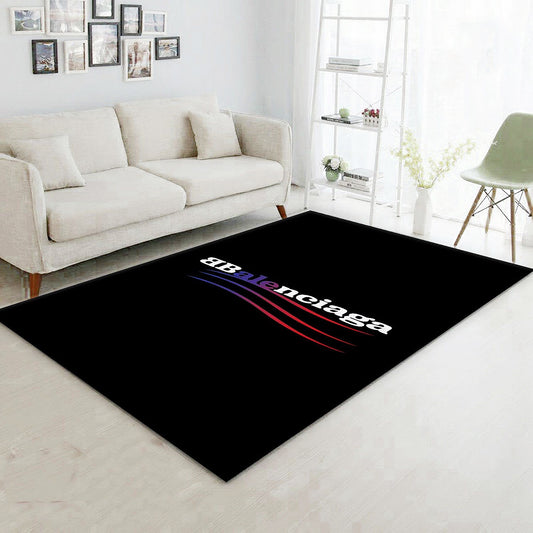 Classic Plain Black Balenciaga Logo Design Simple Home Decoration Rectangle Area Rugs (BLC017)