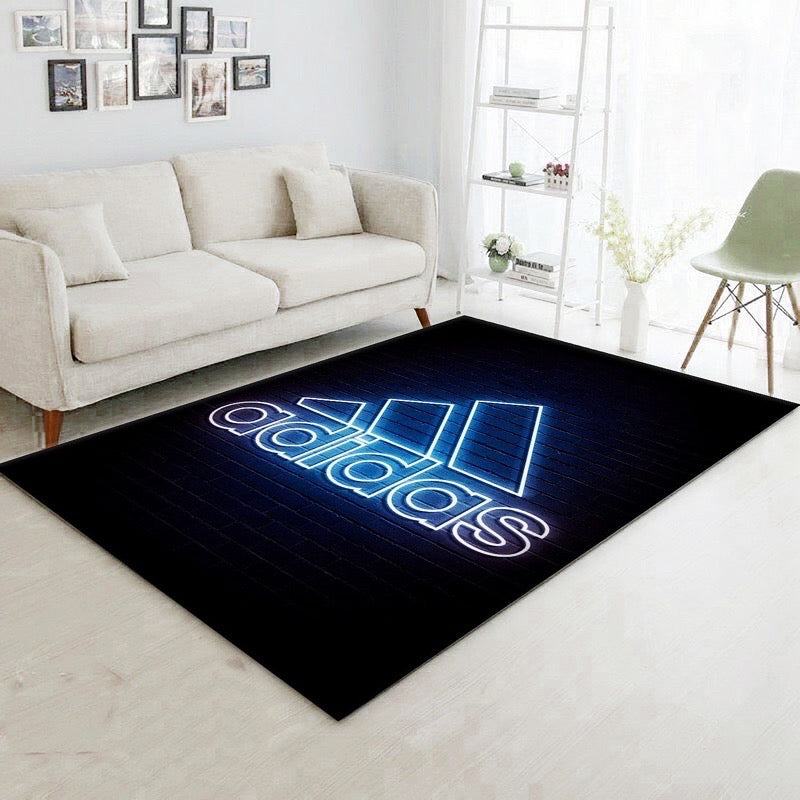 Plain Black Adidas 3 Strike Neon Logo Design Rectangle Carpet Home Decoration Rugs (AD003)