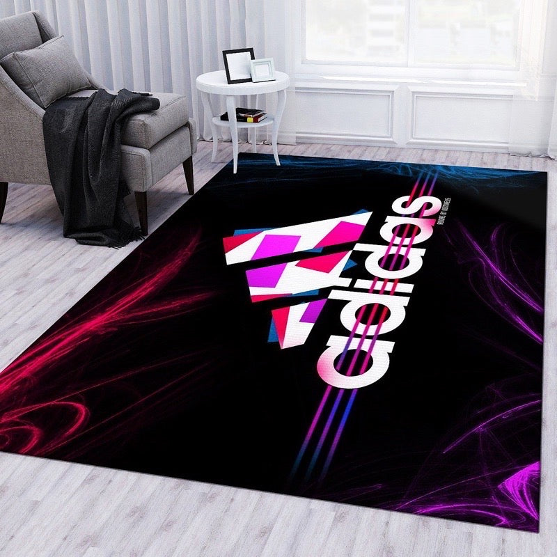 Plain Adidas 3 Strike Logo Black Mix Pink Design Rectangle Carpet Living Room Decoration Area Rugs (AD004)