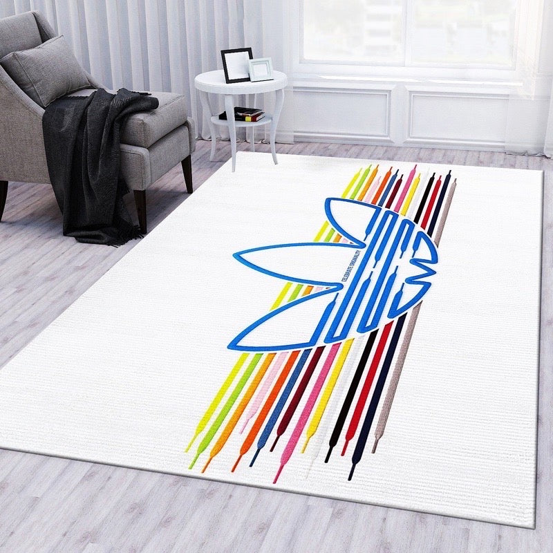 Adidas Original Plain White Background Design Rectangle Carpet Home Decoration Area Rugs (AD006)