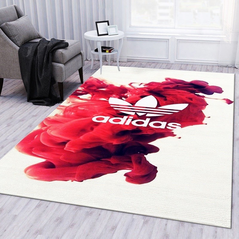 Plain Adidas Original Logo Red Smoke Design Rectangle Carpet Simple Home Decoration Rugs (AD008)