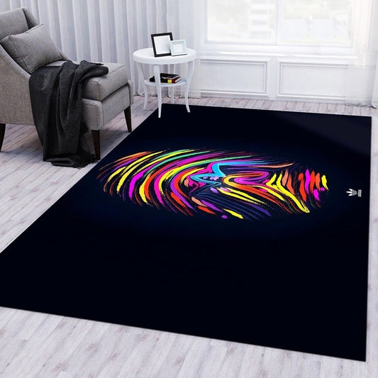 Plain Black Background Adidas Logo With Rainbow Design Rectangle Carpet Home Decoration Rugs (AD010)