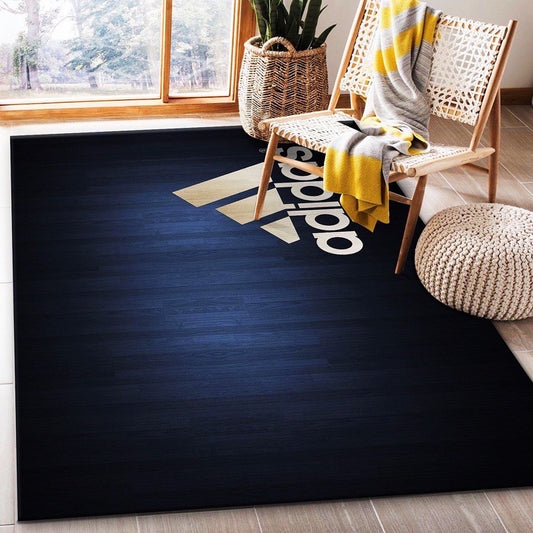 Navy Blue Adidas 3 Strike Logo Simple Design Rectangle Carpet Home Decoration Rugs (AD011)