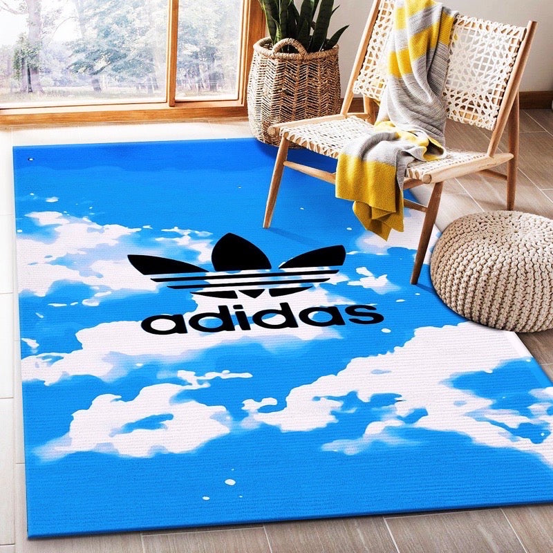 Sky Blue Adidas Original Logo Design Rectangle Carpet Home Decoration Rugs (AD013)