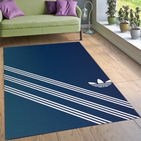 Navy Blue Plain Adidas Sport Brand Logo Design Rectangle Carpet Modern Home Decoration Rugs (AD018)