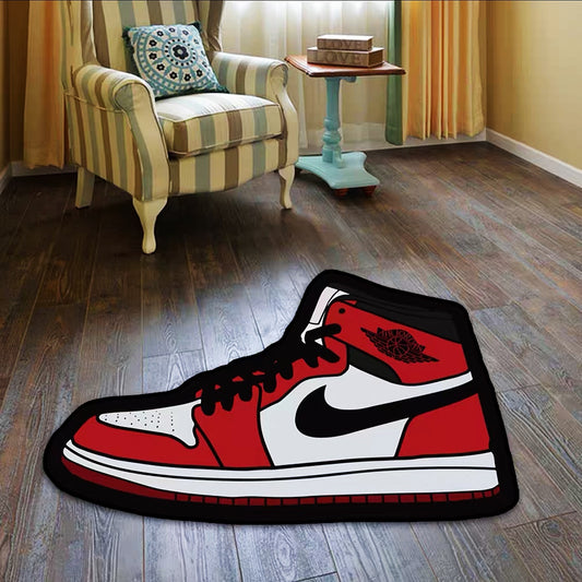 Classic Red White Nike Air Jordan Design Shoes Shape Carpet Sneaker Area Decoration Rugs (SS039)