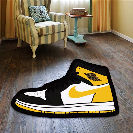 Black Yellow Nike Air Jordan Design Shoes Shape Carpet Sneaker Area Decoration Rugs (SS041)