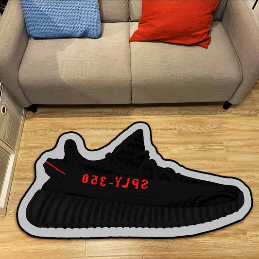 Adidas Black Yeezy Boost 350 Design Shoes Shape Carpet Sneaker Area Decoration Rugs (SS065)
