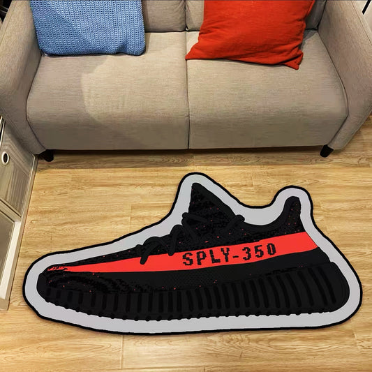 Adidas Yeezy Boost 350 Black/Red Design Shoes Shape Carpet Fashion Sneaker Area Decoration Rugs (SS066)