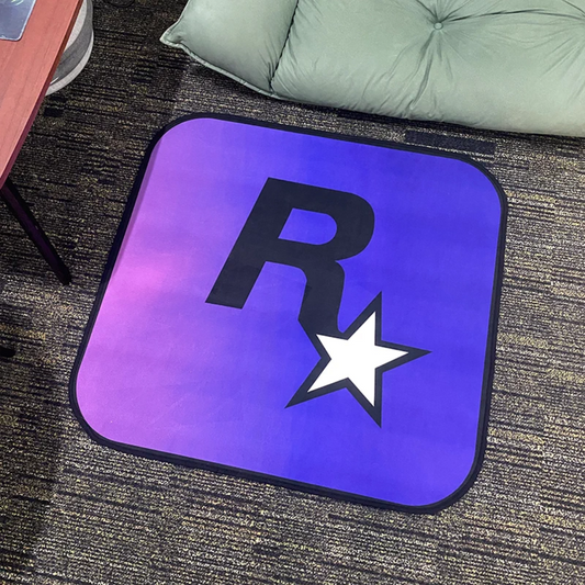 Purple Rockstar Game Brand Logo Design Square Carpet Gaming Room Decoration Rugs (SR003)