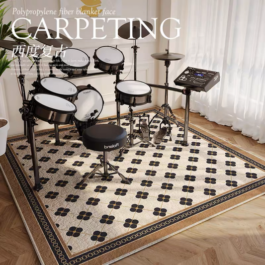 Modern Flower Design Drum Kit Area Square Carpet Studio Room Decoration Rugs (SD003)