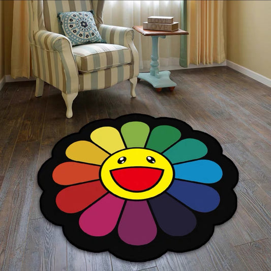 Takashi Murakami Sunflower Streetwear Art Design Home Decoration Round Area Rugs (RM014)