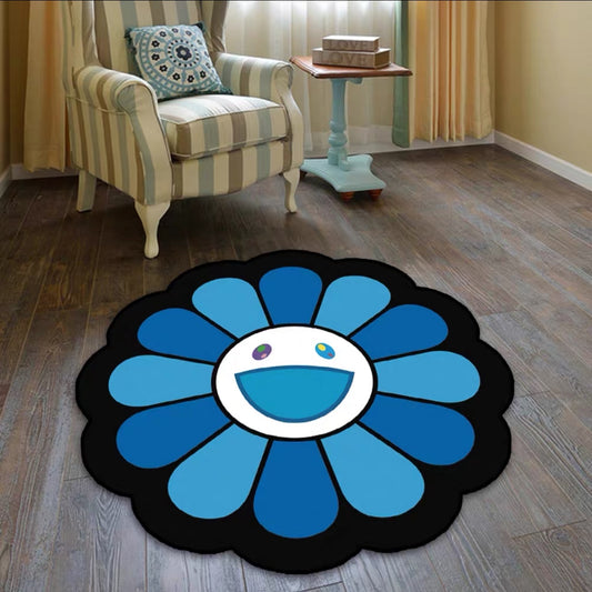 Blue Sunflower Murakami Streetwear Branded Home Decoration Round Area Rugs (RM012)