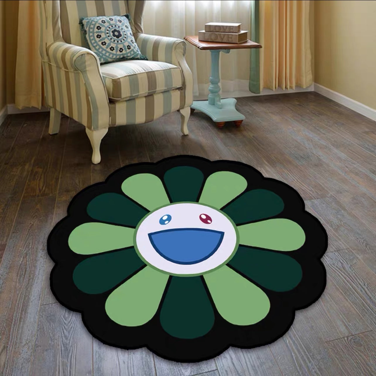 Green Street Art Murakami Sunflower Round Carpet Modern Home Decoration Area Rugs (RM008)