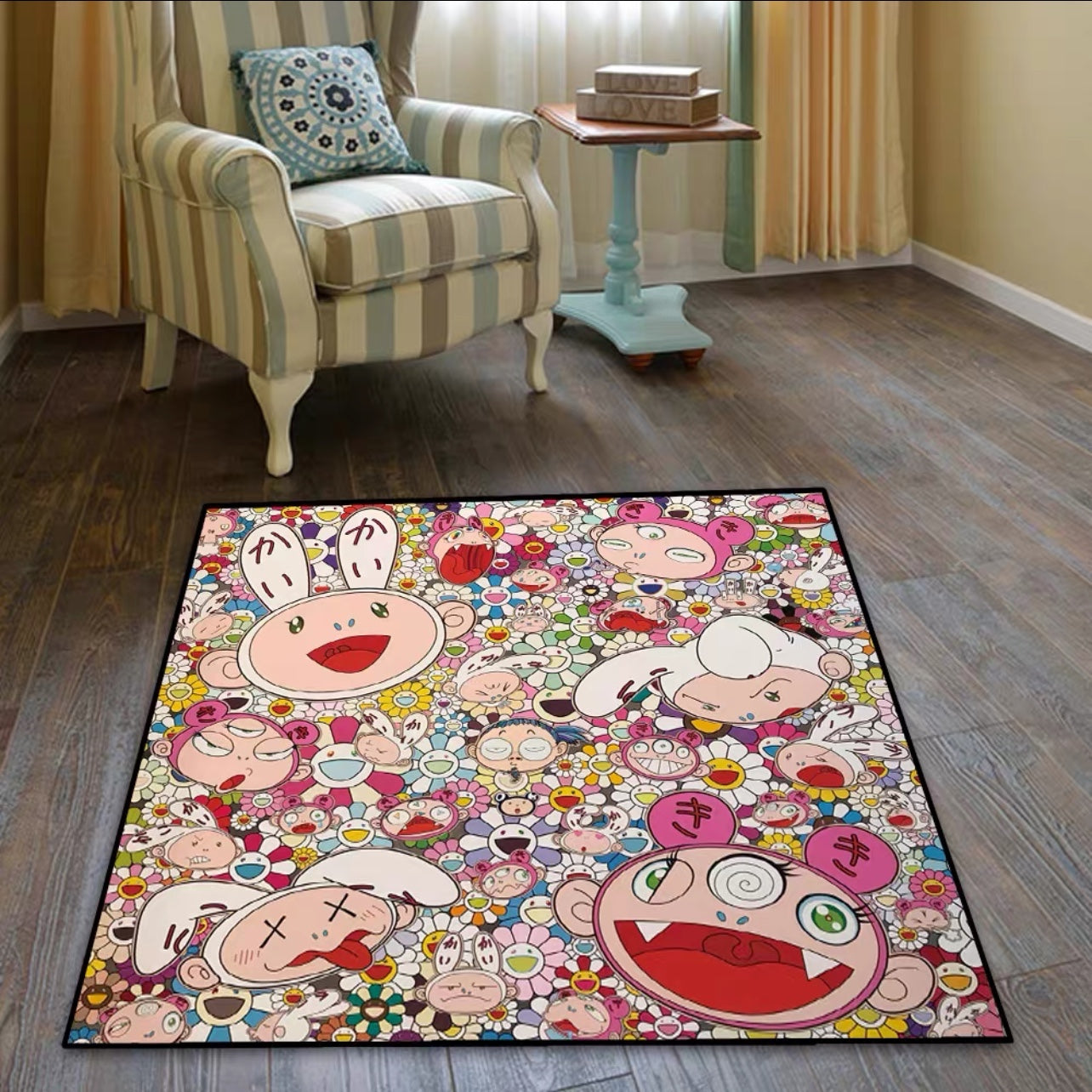 Takashi Murakami Streetwear Brand Modern Art Square Carpet Home Decoration Rugs (SM016)