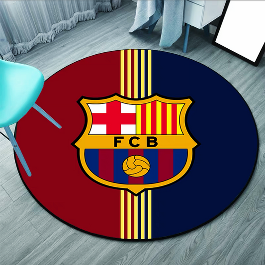 Barcelona Spain LaLiga League Football Team Logo Design Round Carpet Modern Home Decoration Rugs (RFT003)