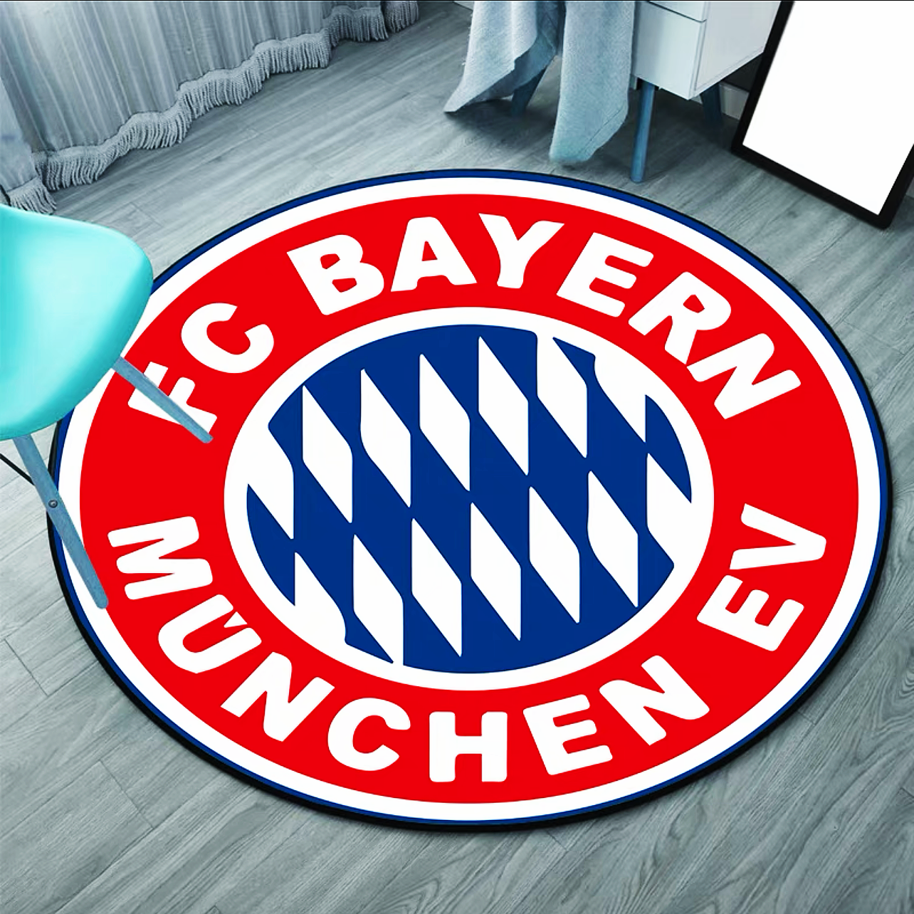 Bayern Munich Football Team Logo Design Bundesliga Round Carpet Modern Home Decoration Rugs (RFT004)