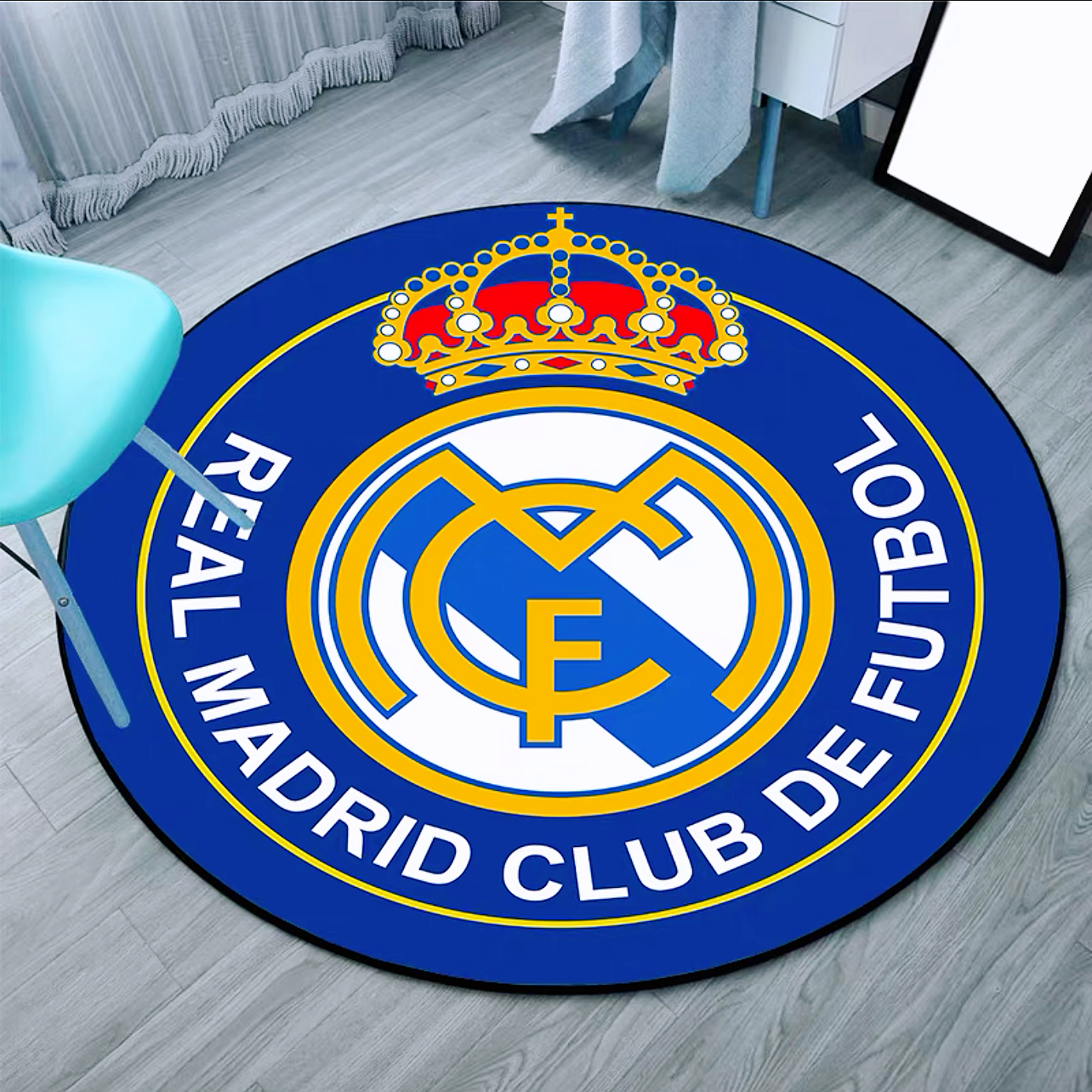 Real Madrid Spain LaLiga Football Team Logo Round Carpet Home Decoration Rugs (RFT006)