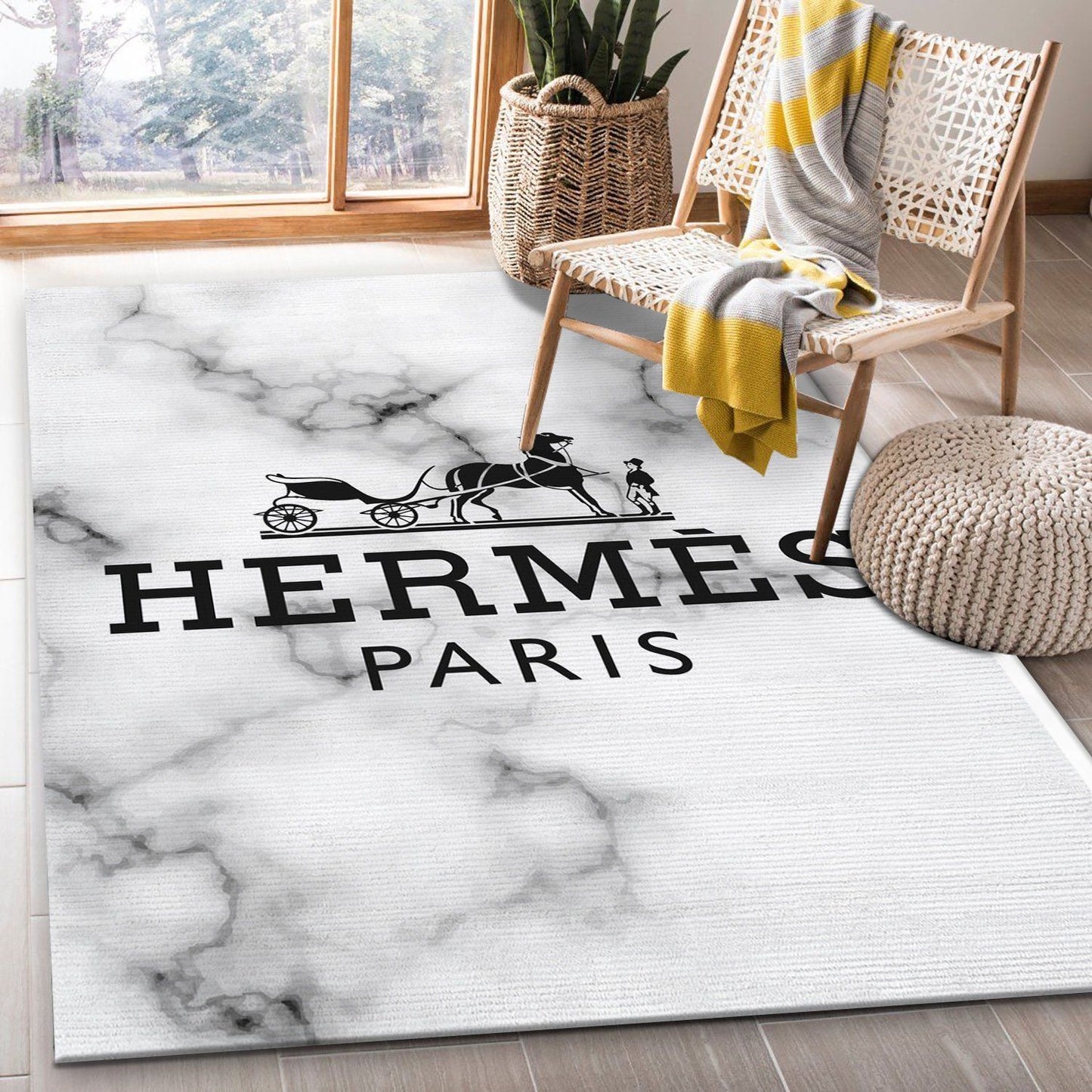 Hermes White Marble Design Modern Luxury Home Decoration Rectangle Area Rugs (H010)