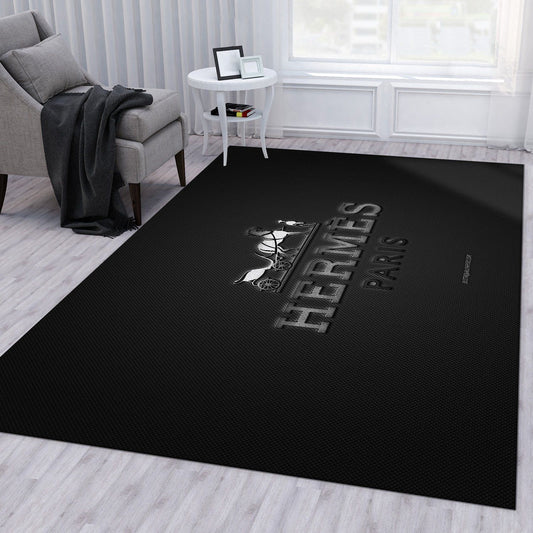 Simple Plain Black Hermes Luxury Modern Home Decoration Rectangle Area Rugs (H009)