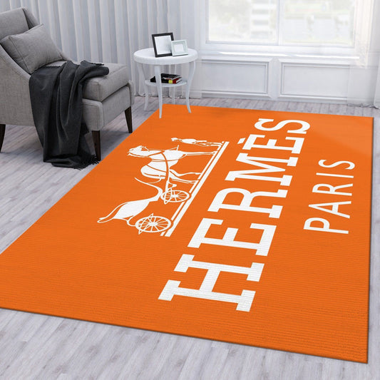 Plain Hermes Classic Orange Home Decoration Rectangle Area Rugs (H004)